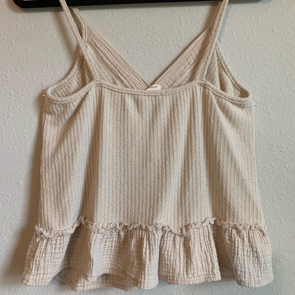 NWOT Peach Love Cream Colored Distressed Gauze Tank Top - Picture 3 of 6